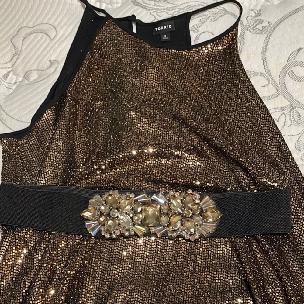 Torrid gold sequin top and belt